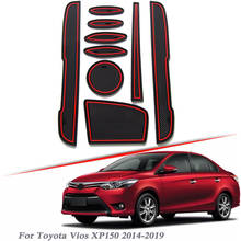 11pcs Car Styling For Toyota Vios XP150 2014-2019 Latex Gate slot pad Interior Door Groove Mat Non-slip Mat dust Mat Accessory 2024 - buy cheap