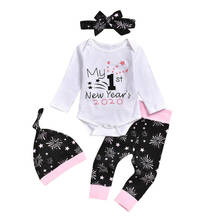 2020 New Year Baby Boy Girl Clothes Set Newborn Infant Baby Long Sleeve Letter Tops + Pant Hat Headband 1st New Year Costumes 2024 - buy cheap