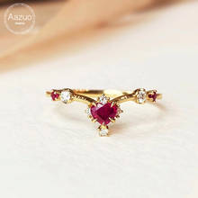 Aazuo Trendy 18K Yellow Gold Natural Ruby Fashion Heart Ring gifted for Women Midi Finger Au750 2024 - buy cheap