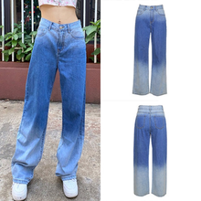 Women High Waisted Wide Leg Baggy Denim Jeans Contrast Color Stretch Loose Jeans Pants Plus Size 2024 - buy cheap