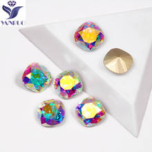 YANRUO 4470 High Quality Nails Rhinestone AB Color Cushion Cut Shape Pointback Crystal Glass Rhinestones For 3D Nail Art Gems 2024 - buy cheap
