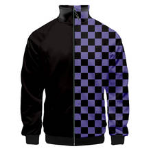 CJLM осень зима 3D Новая мужская одежда модный капюшон в клетку Повседневная фиолетовая Шахматная Толстовка Оверсайз свитшот с капюшоном 2024 - купить недорого
