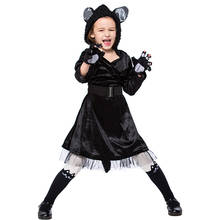 Purim Kids Girl Animal Costume Cute Child Black Cat Cosplay Parent-Child Halloween Carnival Fancy Party Dress 2024 - buy cheap