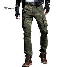 High Street Men Long Camouflage Pants Combat Cargo Hiking Military Style Ripstop Trousers Multi-Pocket Motion Leisure Overalls 2024 - buy cheap