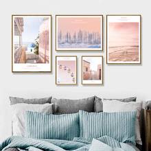 Modern Landscape Poster Pink World And Have Romatic Travel For Yourself Canvas Painting Art Wall For Living Room Girl Room Decor 2024 - buy cheap