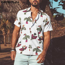Summer Men Hawaiian Shirt Printing Vacation Lapel Short Sleeve Camisa Masculina 2021 Streetwear Breathable Casual Tops INCERUN 2024 - buy cheap