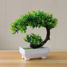 Bonsai artificial planta com potes plásticos, conjunto de decoração de plantas de simulação acessórios para mesa casa escritório hotel sala de estar 2024 - compre barato