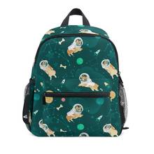 Mochila escolar infantil para meninos e meninas, bolsa verde para livro com cães voadores 2024 - compre barato
