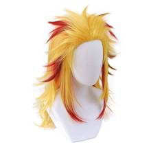 Anime Demon Slayer Cosplay Yellow Red Wig Blade Purgatory Apricot Shouro Gradient Wig Kimono Kimetsu No Yaiba Cosplay Wig 2024 - buy cheap