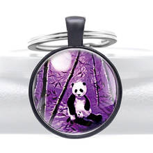 Pingente de corrente de vidro panda gigante chinês bonito correntes de chave para homens mulheres pingente anéis de chaves joias presentes 2024 - compre barato