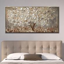 Latest 100% Hand-painted Knife Thick 3D Textured Gold Flower Oil Painting Wall Canvas Art Pictures For Living Room Decoration 2024 - buy cheap