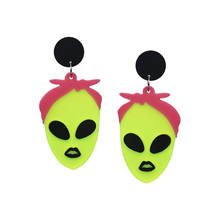 White skull skeleton earrings, funny aliens 2024 - buy cheap