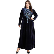 2019 Autumn Islamic Dress Abaya Muslim Moroccan Kaftan Arabic Robe Musulmane Velvet Long Sleeve Turkish Caftan Dubai Arab 9151 2024 - buy cheap