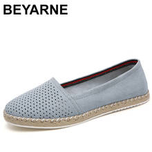 BEYARNE2019 Summer Split Leather Hollow Out Women Flat Shoes Slip-on Spring Round Toe Women Casual Shoes Big SizeE991 2024 - buy cheap