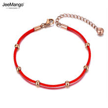 JeeMango-pulsera tejida a mano para mujer, brazalete Vintage étnico chino de acero inoxidable, cuerda roja, creativa, buena suerte, JB19146 2024 - compra barato
