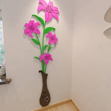Adesivo de parede 3d de acrílico vaso, decoração romântica de parede para sala de estar e tv, à prova d'água 2024 - compre barato