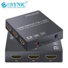 ESYNiC-convertidor Extractor de Audio HDMI con Control remoto IR, interruptor HDMI de 3 puertos, Salida Óptica analógica Toslink SPDIF, 4K, 3D, 1080P 2024 - compra barato