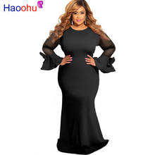 Women'S Plus Size Sexy Black Dress Hollow Out Long Sleeves Casual Party Dress Summer Dress Women Sexy Bodycon Vintage Vestidos 2024 - buy cheap