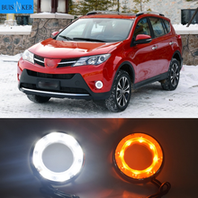 2pcs For Toyota RAV4 2012 2013 Yellow Turning Signal Waterproof ABS 12V Car DRL LED Daytime Running Light With Fog Lamp Hole 2024 - buy cheap