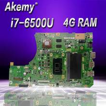 Akemy X556UJ/X556UV Laptop motherboard For  ASUS X556UJ X556UV X556UB X556UR X556UF Teste mainboard original 4gRAM i7-6500U DDR4 2024 - buy cheap