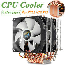 Enfriador de CPU de 6 tubos de calor, ventilador de doble cara, ventilador de refrigeración silencioso, radiador de disipador térmico para LGA 1150/1151/1155/1156/1366/775 para AMD 2024 - compra barato