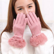LJCUIYAO Womens Gloves And Mittens Winter Autumn Women Knitted Gloves Thicken Warm Wool Glove Full Finger Mittens Black Glove 2024 - buy cheap