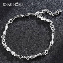 JoiasHome-pulsera de plata de ley 925, brazalete de plata de estilo coreano, Simple, blanco, amor eterno, regalo de fiesta de clase 2024 - compra barato