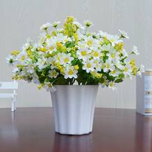 1 Bouquet 28 Heads Artificial Fake Daisy Flower Indoor Outdoor Hanging Planter Home Wedding Garden Cemetery Decor (White Green) 2024 - buy cheap