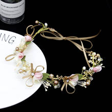 Boêmio casamento acessórios de cabelo lindo flor hairbands trançado cabelo arco pérola headpiece ornamento para o cabelo feminino meninas 2024 - compre barato