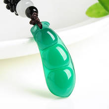Natural Agate Green Beans Pendant Beads Necklace Charm Jewellery Fashion Accessories Hand-Carved Man Woman Luck Amulet Gifts 2024 - buy cheap
