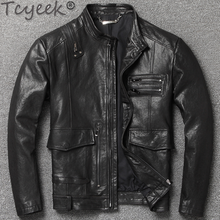 Tcyeek Genuine Leather Jacket Men Goatskin Coat Motorcycle Mens Leather Jackets and Coats Spring Autumn 2021 Mujer Chaqueta 3407 2024 - buy cheap