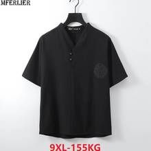 high quality Summer Men chinese style sleep tops big size T-shirt Short Sleeve Tees oversize 9XL casual v-neck linen homewear 64 2024 - buy cheap