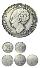 Netherlands,A Set Of(1922-1940) 5pcs 1 Gulden Wilhelmina I Silver Plated Copy Decorative Coin 2024 - buy cheap