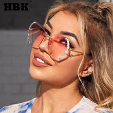 HBK Fashion Rimless Sunglasses Polygon For Women Ladies Luxury Diamond Retro Sun Glasses Gradient Lens Brand Design Travel UV400 2024 - buy cheap