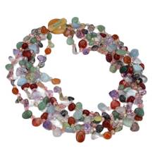 Joyería GG, 5 hebras de ágatas, jaspe de cristal, gemas de colores mezclados, collar de piedra torcida 2024 - compra barato
