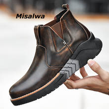 Misalwa Elevator Boots Men Original Rubbing Leather Men Chelsea Boots Ankle Thick Sole Platform Men Shoes Casual Height Increase 2024 - buy cheap