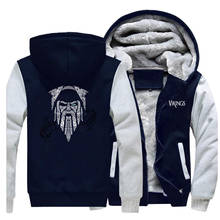 Winter Hot Sell Mens Hooded Sweatshirts Odin Vikings Creative Pattern Male Jacket New Fashion Motorcycle Streetwear Costume Coat 2024 - buy cheap