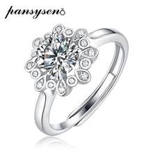 PANSYSEN 925 Sterling Silver 1CT Round Cut Flower Shape Moissanite Ring Elegant Wedding Engagement Proposal Rings Wholesale Gift 2024 - buy cheap