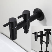 Grifo de acero inoxidable para lavadora, grifería de bidé para baño, un solo grifo frío para jardín, mezclador negro para exteriores, grifo pequeño 2024 - compra barato