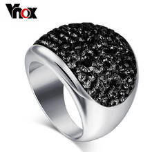 Vnox Wholesale 7 Color Big Crystal Rings for Women Austria Black Crystal Ring Stainless Steel Bijoux Femme 2024 - buy cheap