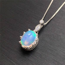 LeeChee Opal Pendant for Women Anniversary Gift 7*9MM Genuine White Opal Gemstone Necklace Fine Jewelry Real 925 Sterling Silver 2024 - buy cheap