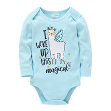Kavkas cartoon bebê menina bodysuit alpaca design recém-nascido manga longa corpo bebe roupas 100% algodão infantil 0-12 meses traje 2024 - compre barato