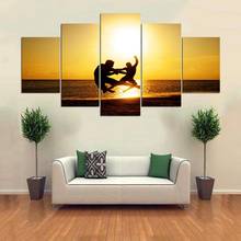 Pintura de sol y hombre con impresión HD, imagen Modular para dormitorio decorativo moderno, sala de estar, hogar, regalo único, Arte de la pared Decoración, 5 uds. 2024 - compra barato