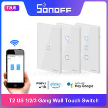 Sonoff-Interruptor táctil de pared Itead T2US 1/2/3 Gang, 433Mhz, RF, control remoto, Wifi, interruptor de trabajo con Alexa, Google Home, IFTTT, nuevo 2024 - compra barato