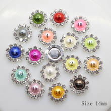 Botones de diamantes de boda con perlas, botones de diamantes de imitación, accesorio para el cabello DIY para ropa, trabajo manual, 10 Uds./14mm 2024 - compra barato