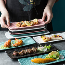 Японский стиль художественная керамическая полоса прямоугольная суши десертная тарелка для дома большие фруктовые блюда длинная тарелка Ресторан отеля посуда 2024 - купить недорого