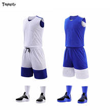 Conjunto de camiseta y pantalones cortos de entrenamiento para hombre, uniforme inverso personalizado, trajes deportivos estampados de baloncesto de doble cara, 2021 2024 - compra barato