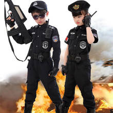 Disfraces de policía de Halloween para niños, uniforme de policía para fiesta de carnaval, conjuntos de ropa de Cosplay del ejército, 110-160cm 2024 - compra barato
