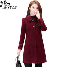 UHYTGF-abrigo de lana de doble cara para mujer, chaqueta elegante de Cachemira de visón de calidad, 4XL talla grande, invierno, 810 2024 - compra barato