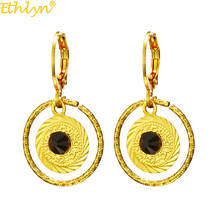 Ethlyn Fashion Coin Pendant Dangle Earring Green Crystal Rhinestone Women Geometric Round Drop Earrings E215 2024 - buy cheap